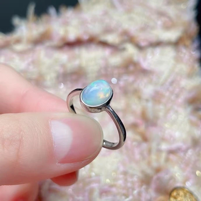 2022 Natural Opal Rings for Women Date Gift Genuine Colorful