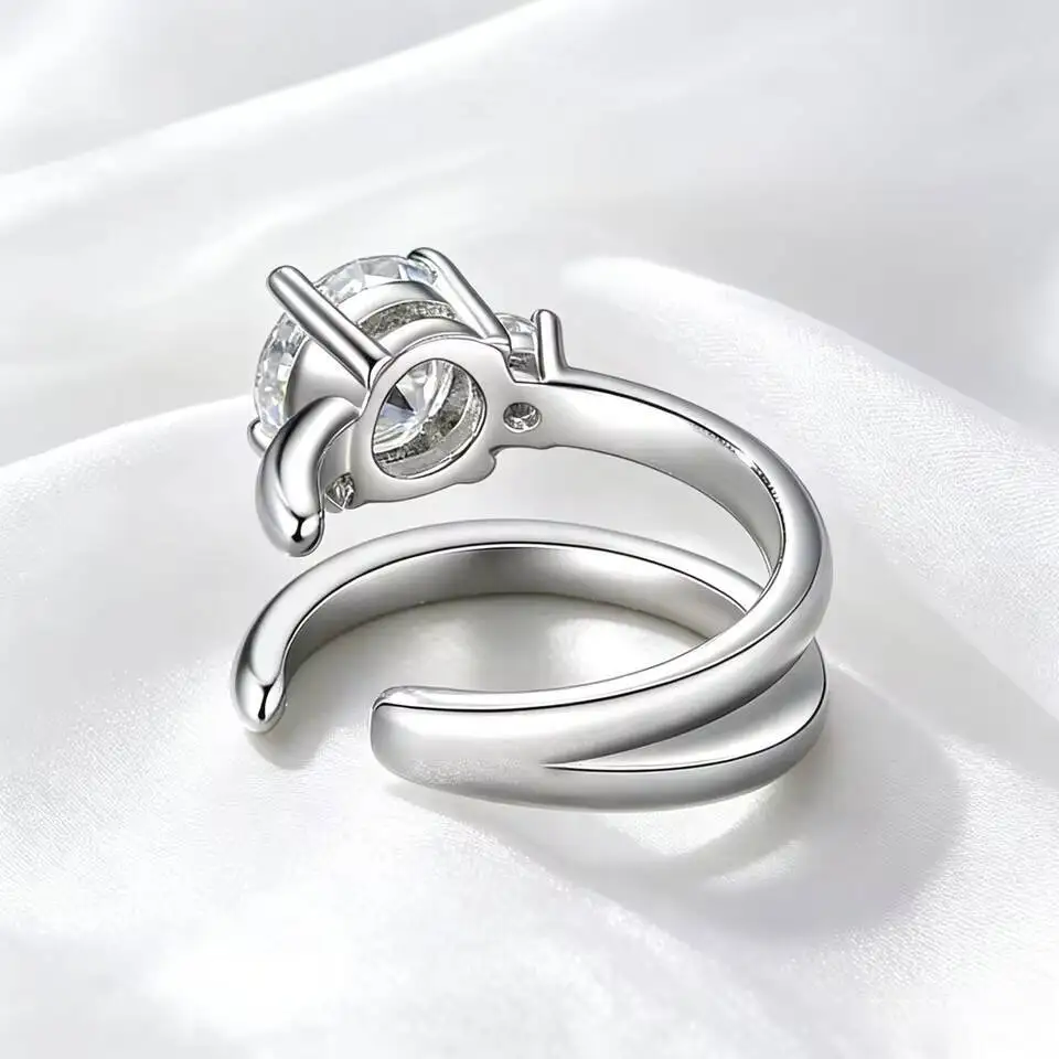 Taoyu 0.5ct 여성용 우수한 컷 모이사나이트 클립 귀걸이 샤인 더블 레이어드 이어 클립 고급 주얼리 S