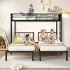 Twin Over Twin & Twin Bunk Beds for 3, Triple Bunk Bed for 3 with Guardrails, Ladder & Upper-Bed Platform, for Children, Teens 3