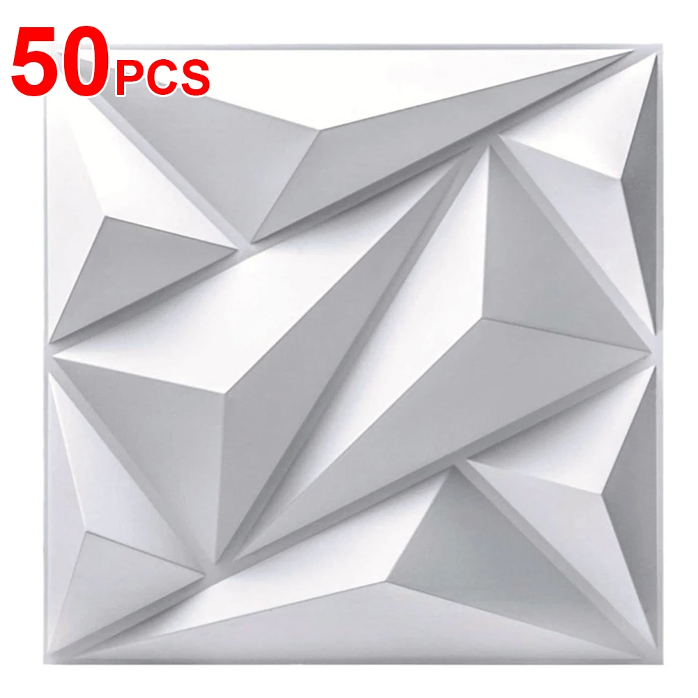 50/100Pcs Wall Decoration Stickers 3D Wall Panel Diamond 30x30cm Mural Tile Panel Mold for Living Room Gaming Room TV Background