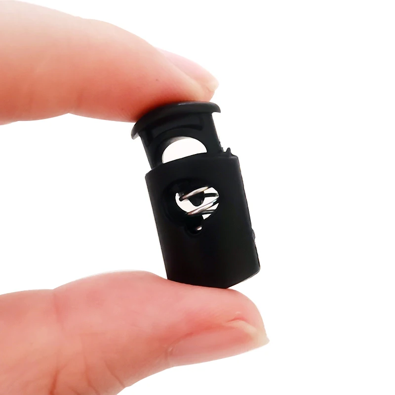 25 pz Plastica Nero/Trasparente Toggle Chiusura A Molla di Arresto Foro Singolo Cavo di Corda Serrature Per Paracord Indumento Laccio Corda parti  15