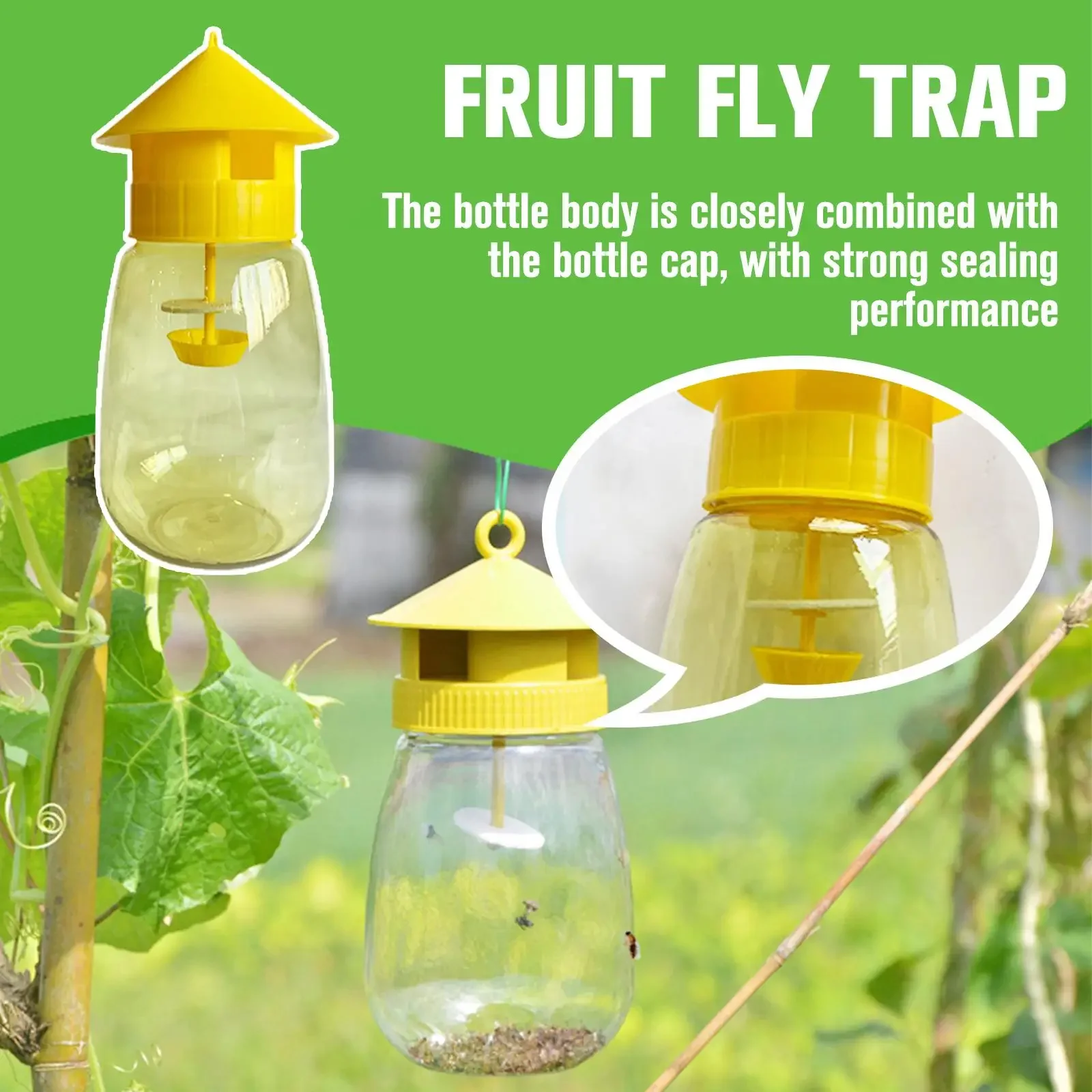 Description Picture 5 of itemPlastic Fruit Fly Trap Killer Drosophila Trap Anti Fly Fruit Fly Killer Catcher Orchard Insect Trap Pest Control Fly Bee Trap