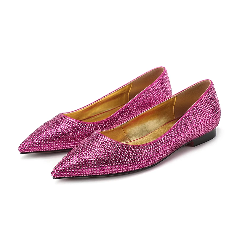 

2023Women's Flat Bottom Rhinestone Single Shoes Casual Daily Outdoor Sandals New Pointed Non Slip Women's Shoes Can be Wholesale