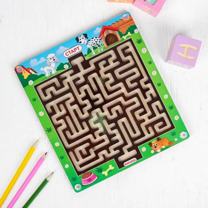 Labyrinth "dogs", Puzzles, Labyrinths, Timbergroup (maze With Balls Children's Toys Busyboard