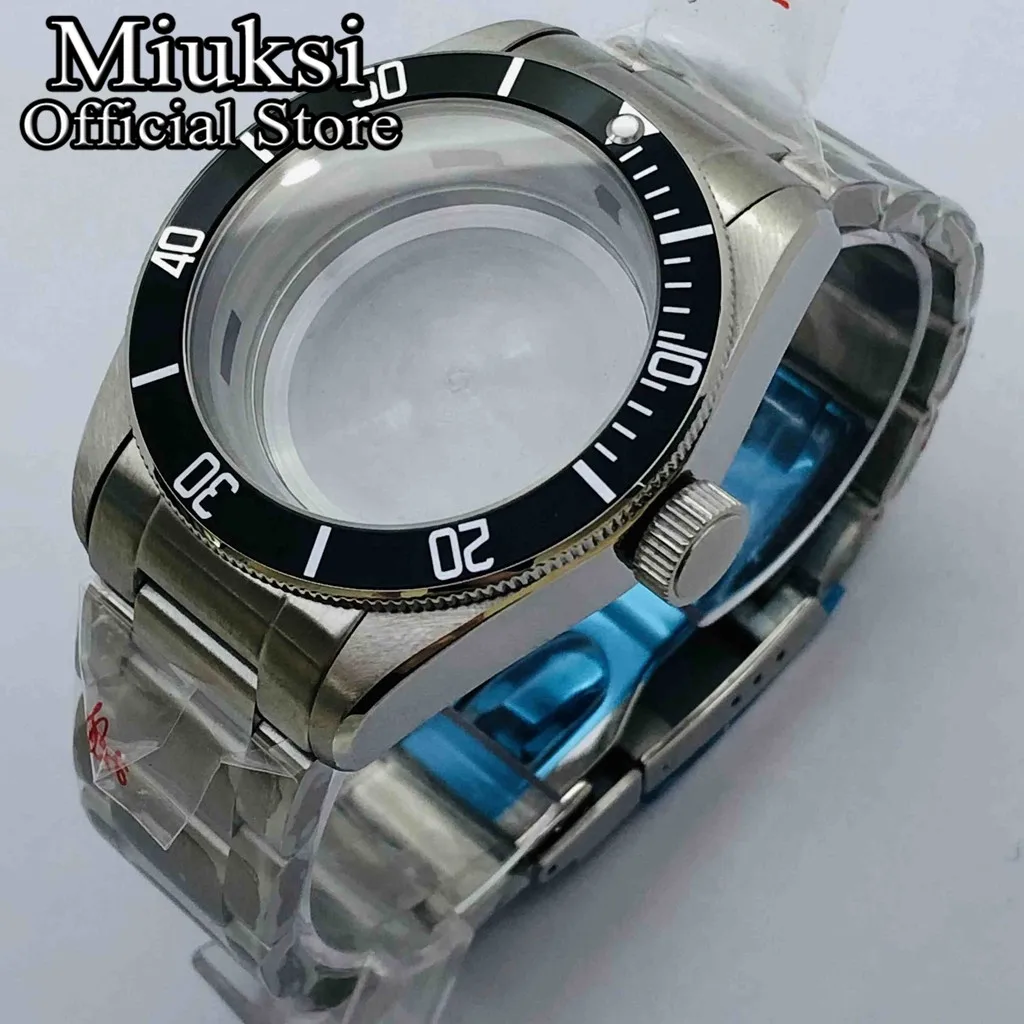 Miuksi-caixa de Relógio de Vidro Safira 41 mm Apto para Nh35 Nh36 Eta2824 2836 Mingzhu Dg2813 3804 Miyota8205 8215 821a Movimento Pt5000