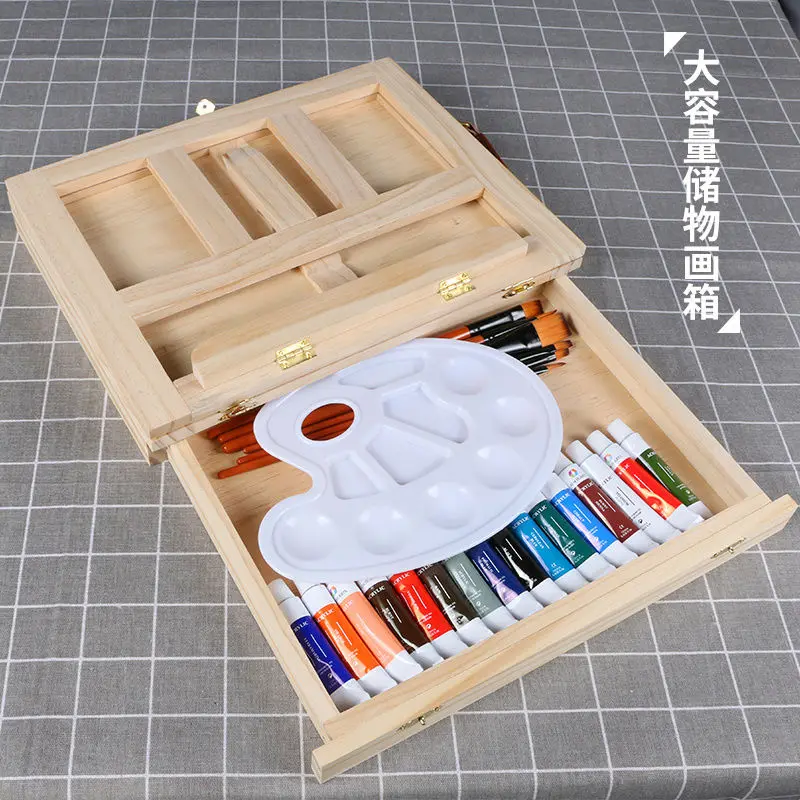 art supplies for painting storage drawer folding wooden easel oil painting frame Sketch canvas board wooden display boxes