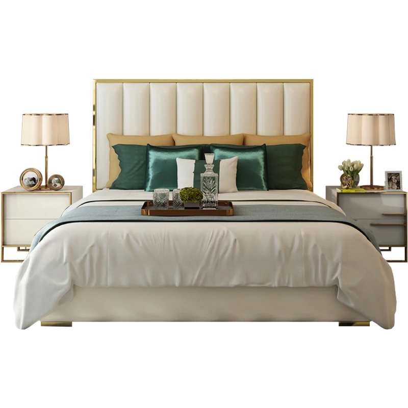 

1.8m Leather Bed Master Bedroom High-End Double Wedding Bed High Back Luxury Leather Bed