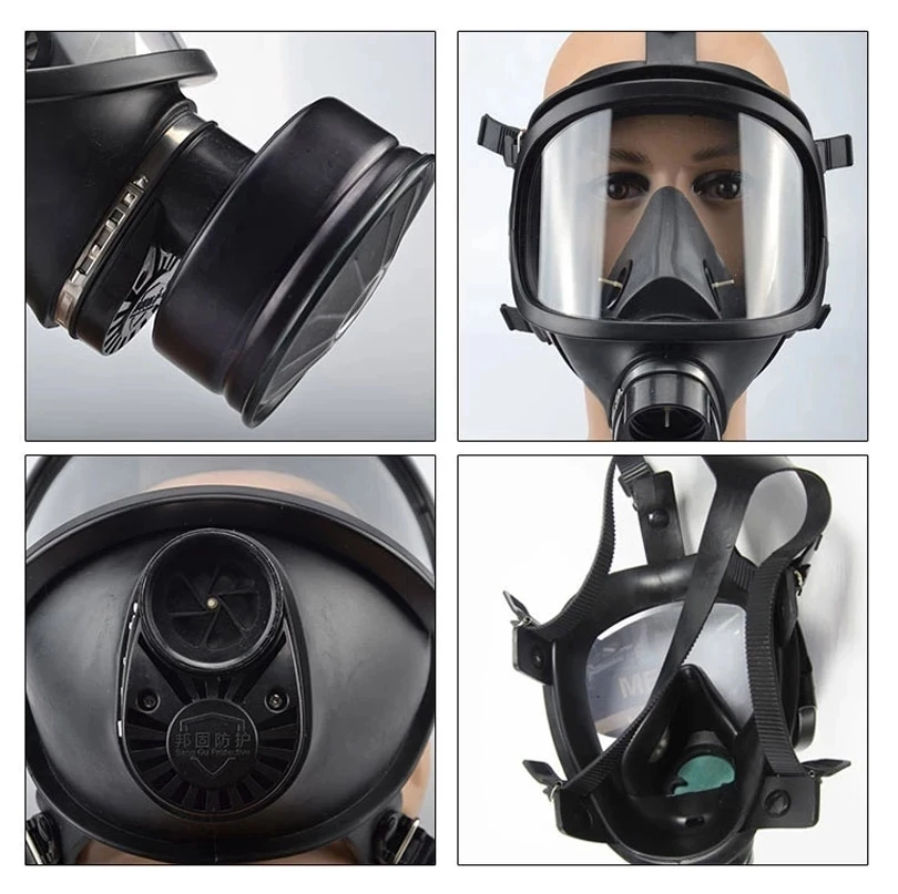 Détail des attaches et du harnais du masque à gaz MF14 Type IIR, vue arrière - Achetez le masque à gaz MF14 Type IIR pour protection biologique