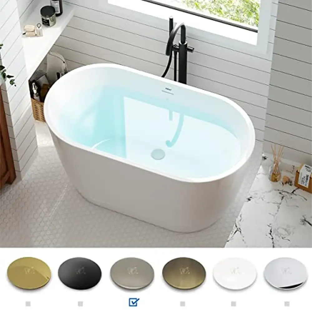47" Acrylic Freestanding Bathtub Graceful Oval Design cUPC Certified Drain Kit Lightweight & Durable Available in Multiple 4