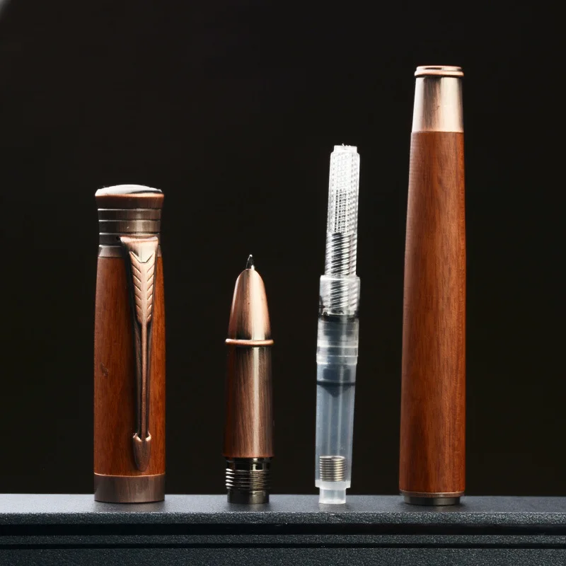 CHEN LIN 로즈 우드 솔리드 우드 소재 시그니처 만년필, 예술적 서예 0.7mm 곡선 팁, 성인용 하드 만년필, 1 개