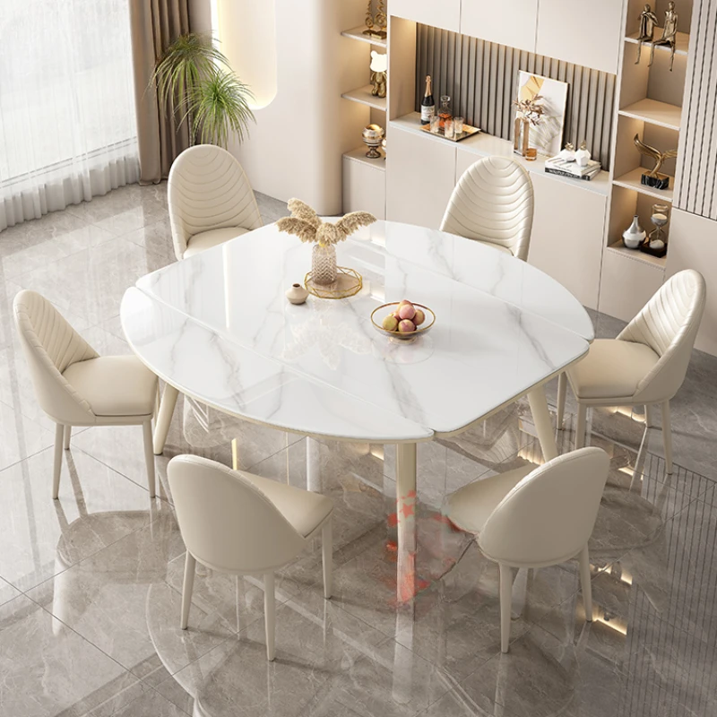 Nordic Extendable Dining Tables Round Luxury Living Room Modern Dining Tables Kitchen Design Tavolo Pranzo Home Furniture SR50DT
