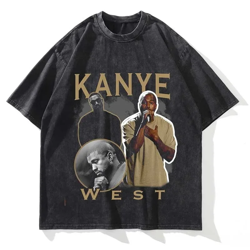 KANYE 그래픽 프린트 반팔 캐주얼 티셔츠, 크루 넥 오버사이즈, 여름 패션 스트리트웨어