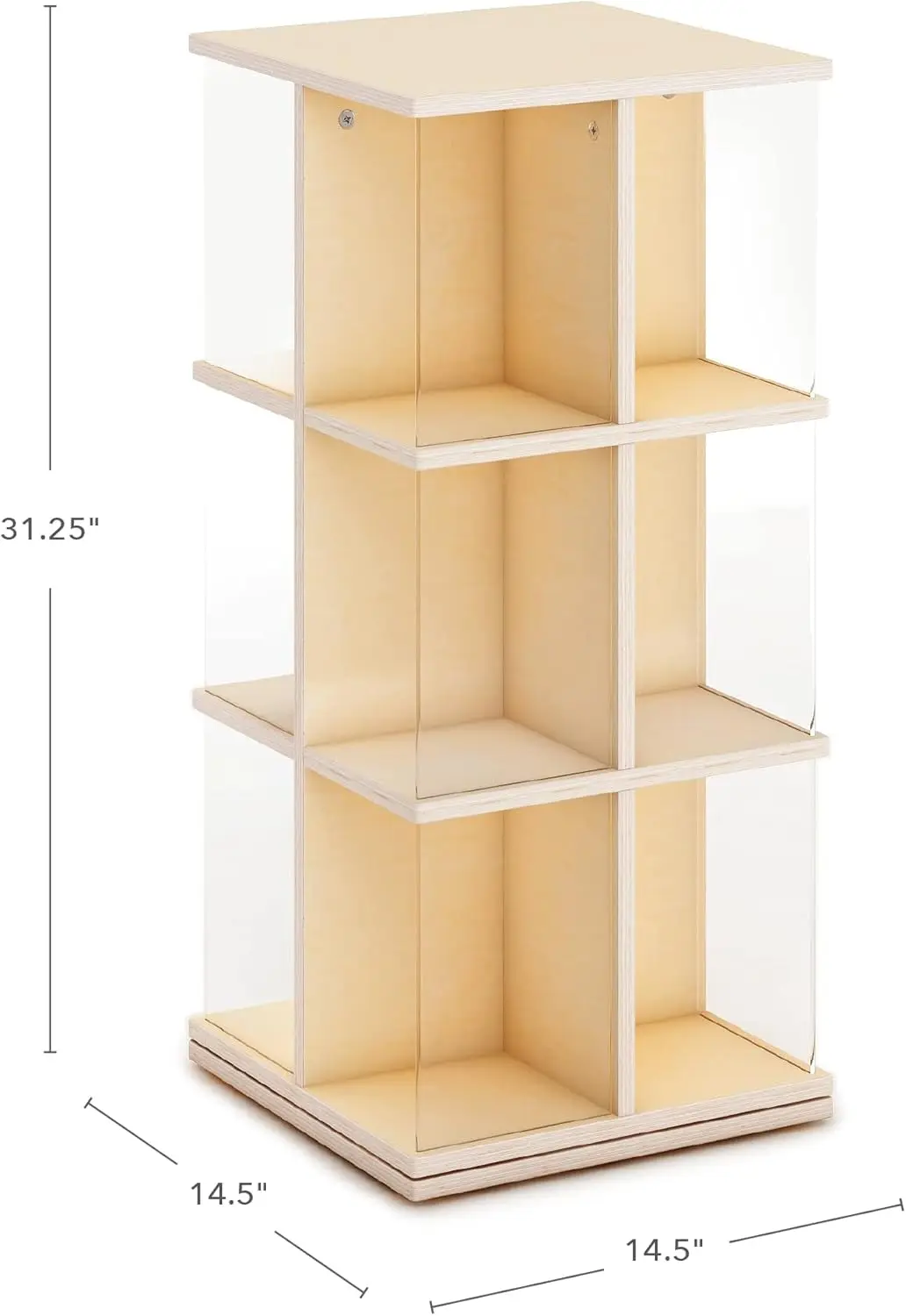 EdQ Rotating Book Display - Birch: Spinning Plywood Storage Bookshelf with Acrylic Windows for Kids Classroom, Playroom, 2