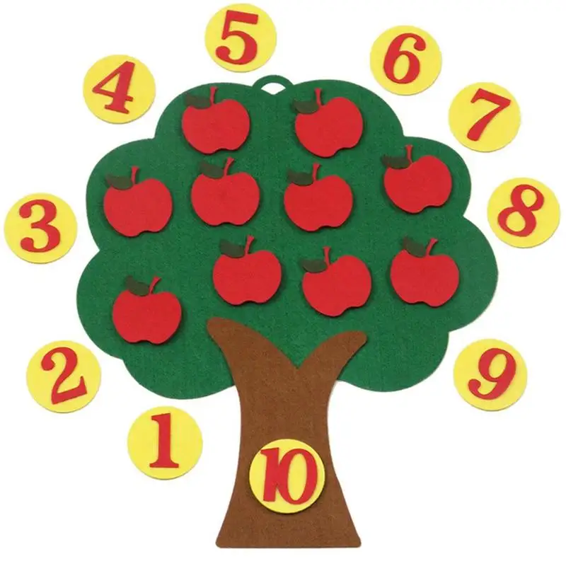 Kids Montessori Toys Felt Finger Number Math Toys Children Learn Hands-on Math Toy Apple Tree Carrot Digital Teaching Aids DDJ