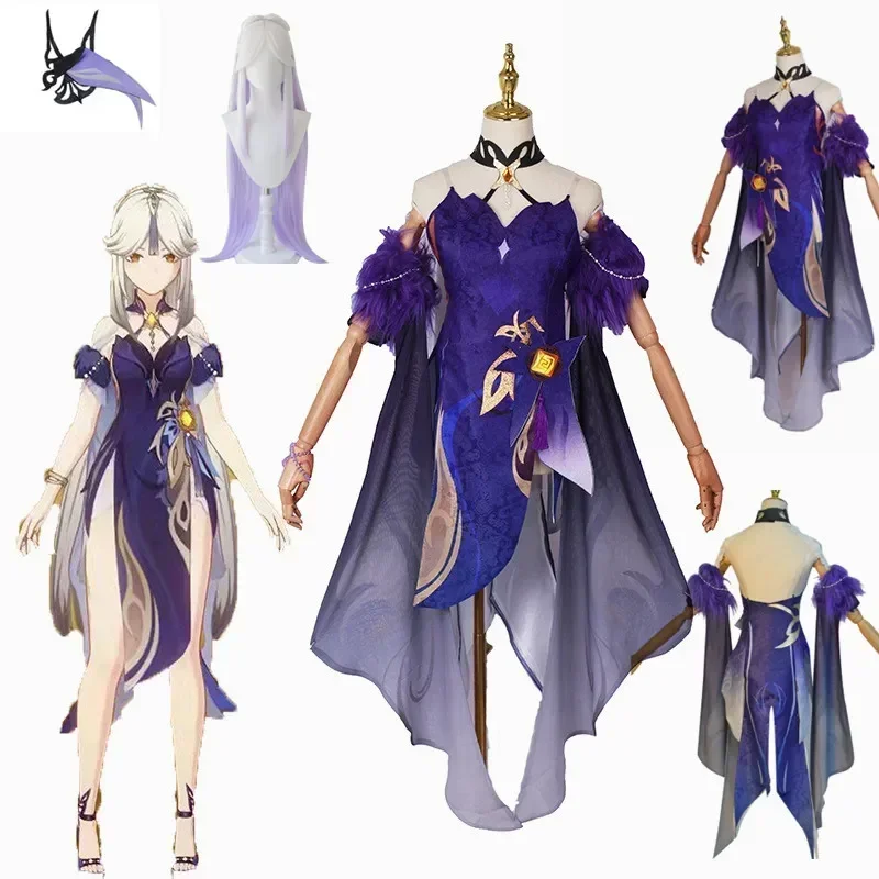 

Genshin Impact Ningguang Cosplay Dresses Women's Game Costumes and Accessories Ning Guang Wig Headgear Genshin Cosplay Costume