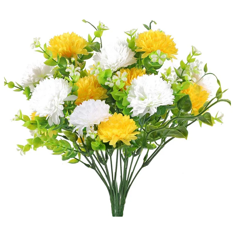 

4Pcs Artificial Flowers Fake Silk Chrysanthemum Flowers Faux Flowers For Garden Kitchen Farmhouse Home Patio Decor