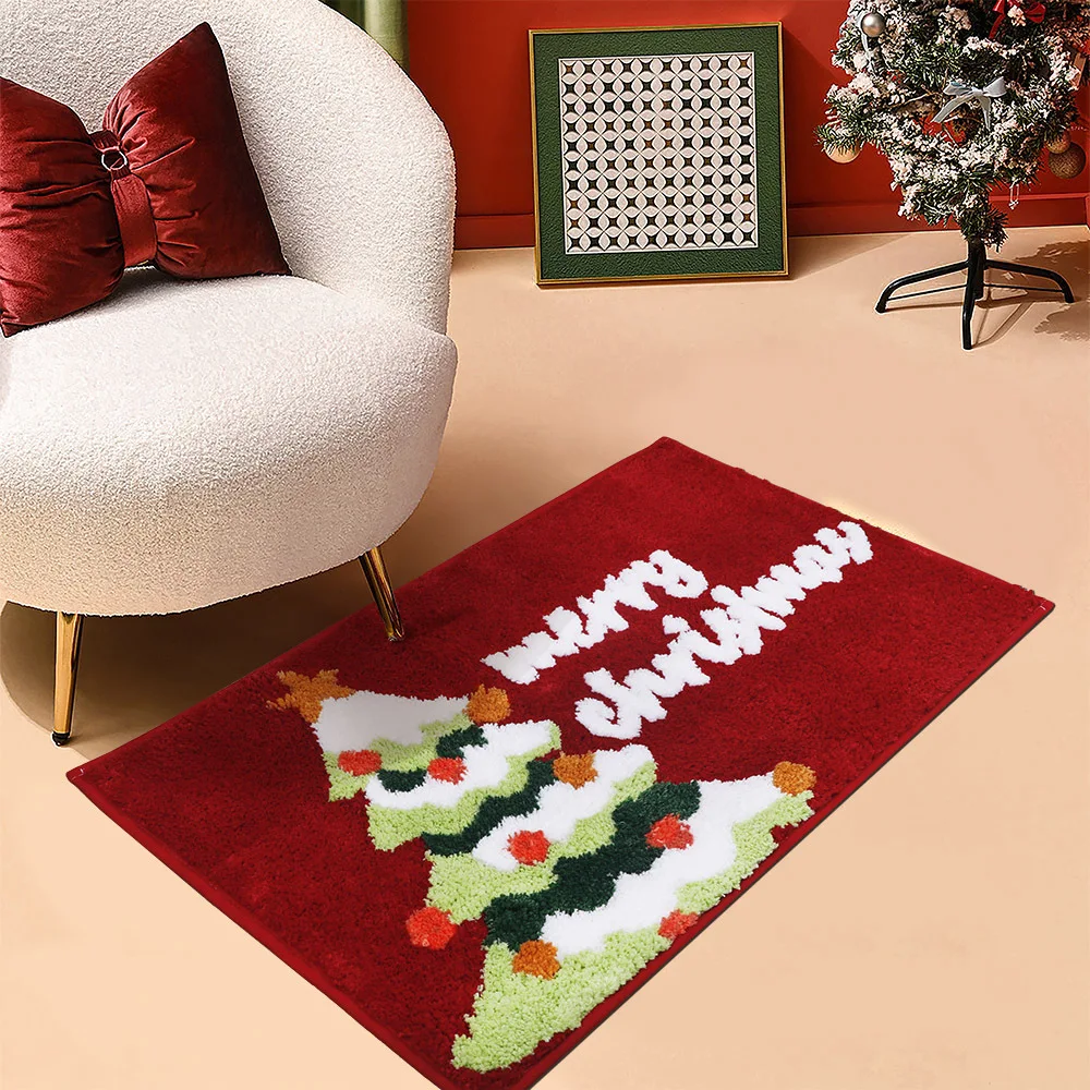 

Christmas Rug Bathroom Absorbent Non-slip Floor Mat Soft Fluffy Carpet for Rooms Bedroom Mats Home Decoration Luxury Elk Doormat