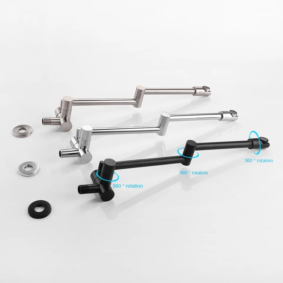 SOKNARKU Grifo De Fregadero De Cocina De Latón Macizo Plegable De Mezcla De Agua Fría Y Caliente Montaje En Pared Brazo Plegable Extensible Doble Mango Negro Mate