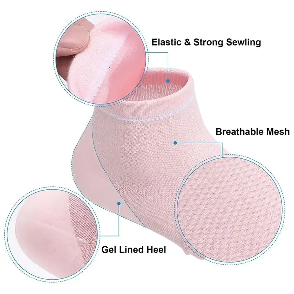 1pair Silicone Insole Moisturizing Socks Heels Protector Anti Crack Foot Spa Socks Gel Shoes Insoles Feet Care Pedicure