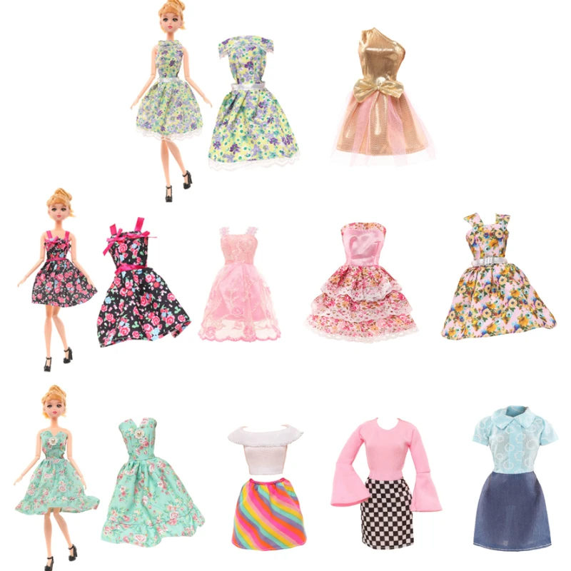 Fashion Floral Dress for 1/6 Barbie 30cm Doll Children Toys for Girls Leisure Ceremonial Skirt Clothes Set Accessories Kids Gift