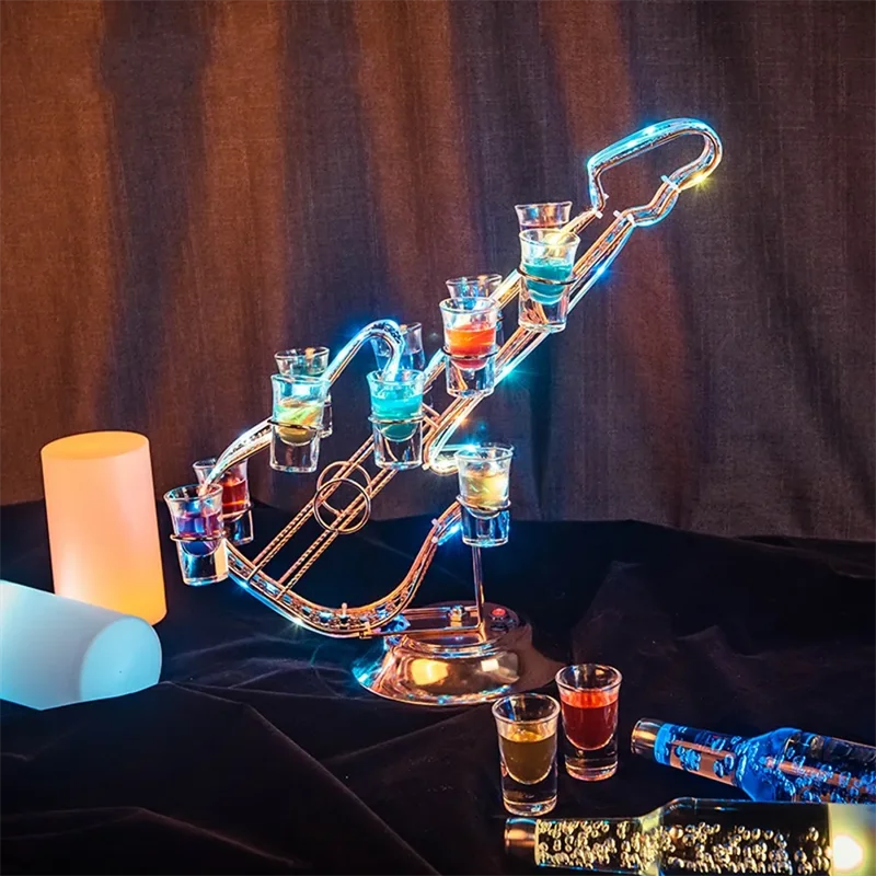 Rechargeable LED Luminous Growing Cocktail Tray Heart Shaped Wine Glass Cup Holder For Bar Disco Club Party Supplies