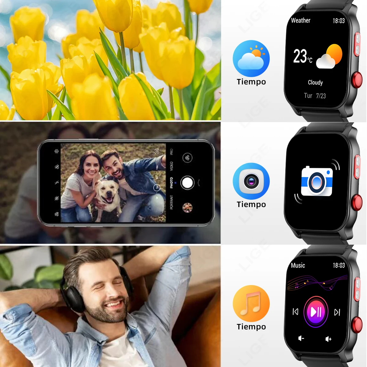 LIGE New Smart Watch Men Women 1 .83inch Bluetooth Call Message Reminder 24 Hour Health Monitoring Smart Watch For Android OS