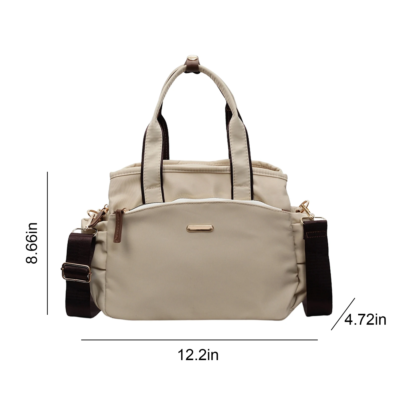 Women Nylon Solid Color Shoulder Bag Adjustable Straps Multi-Layer Handbag Large Capacity Shoulder Bag for School Work Daily Use