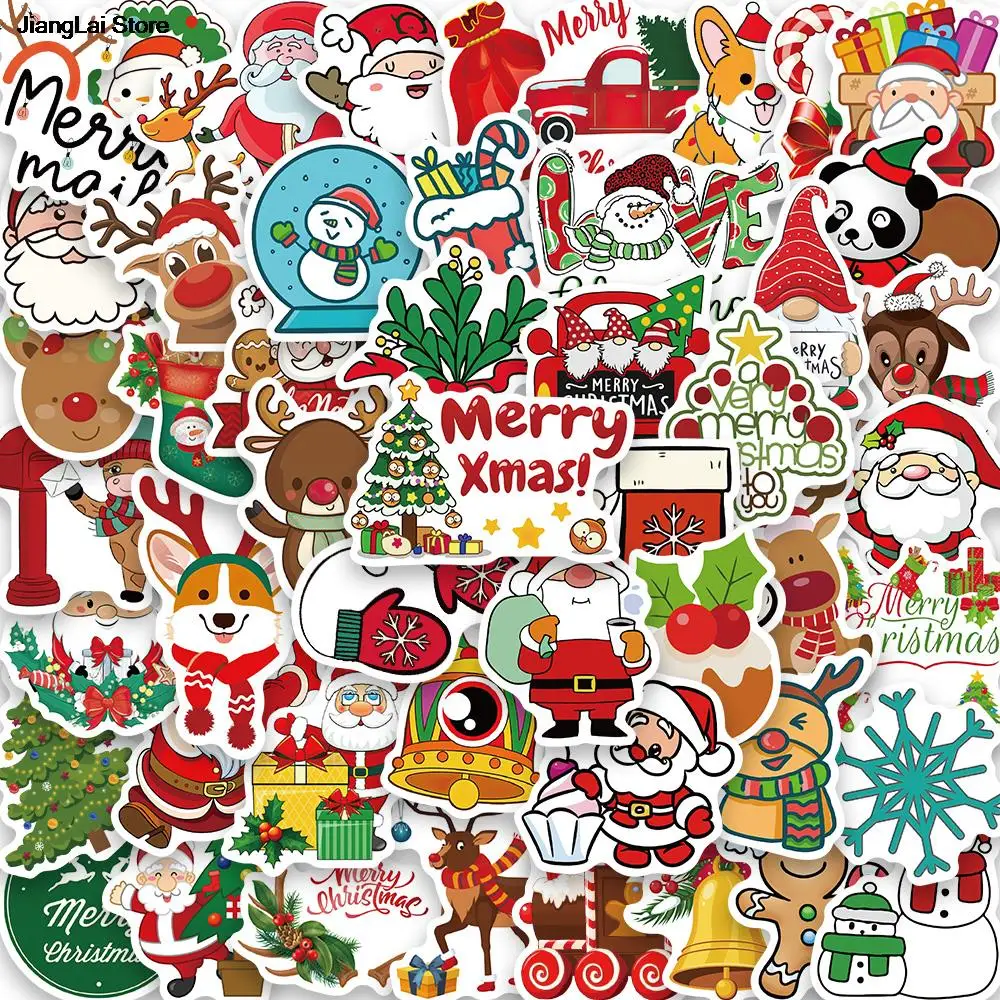 

10/50PCS Stickers Merry Christmas Print Art Picture Paper Home Decoration Scrapbooking Cafe Wall Stickers Decals for Fridge Toy