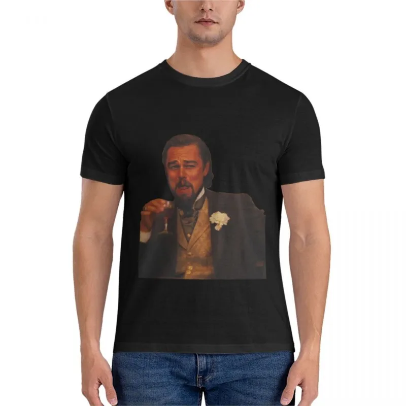 

brand men cotton t-shirt Laughing Leonardo DiCaprio Classic T-Shirt mens graphic t-shirts hip hop t shirts men