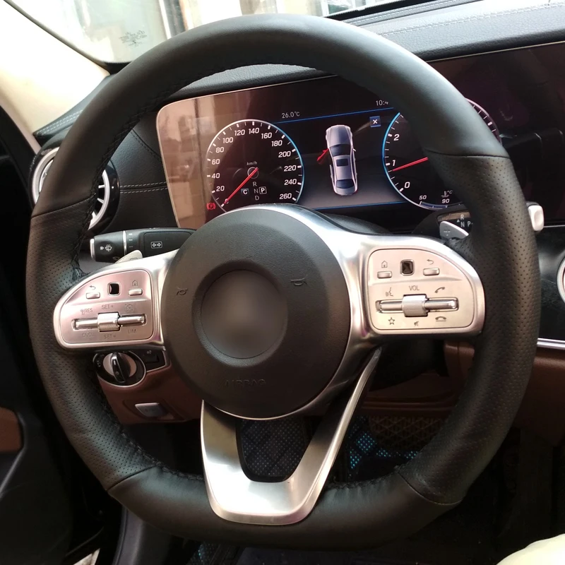 

Hand Sewing Steering Wheel Cover with Leather for Mercedes Benz E-Class