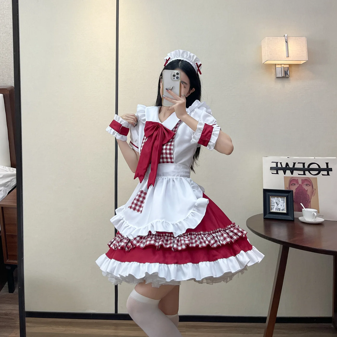 Lolita Cosplay Costumes Plaid Maid Cosplay Costumes S-5XL Women Anime Halloween Apron Restaurant Maid Outfits Lolita School Girl Kawaii Party Clothing