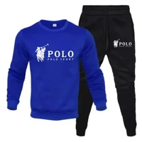 Sweat-shirt deux pièces à col rond pour hommes + pantalon de jogging, mode automne et hiver, fitness en plein air et ensemble de vêtements de sport décontractés 4