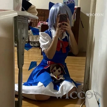 Anime Touhou Project Cirno Cosplay L'incorporimento del diavolo scarlatto Cirno con costume cosplay copricapo