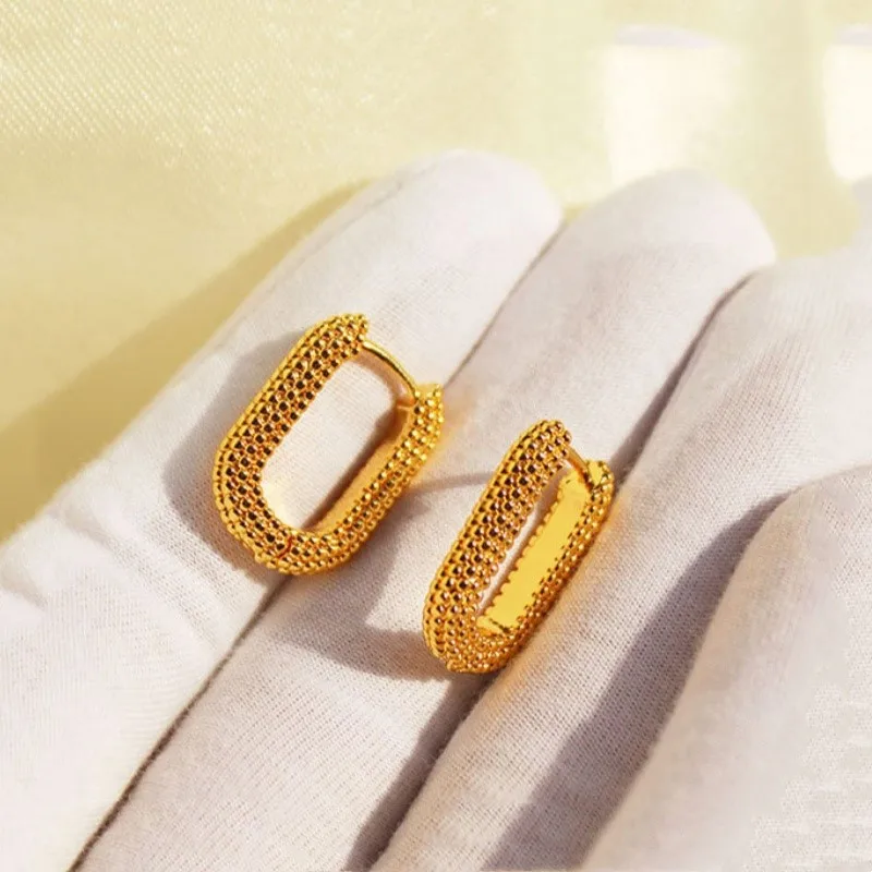 Simple Fashion Square Trendy Hoop Earrings for Women 2025 French Ins Chic Party Jewelry Gifts Wholesale