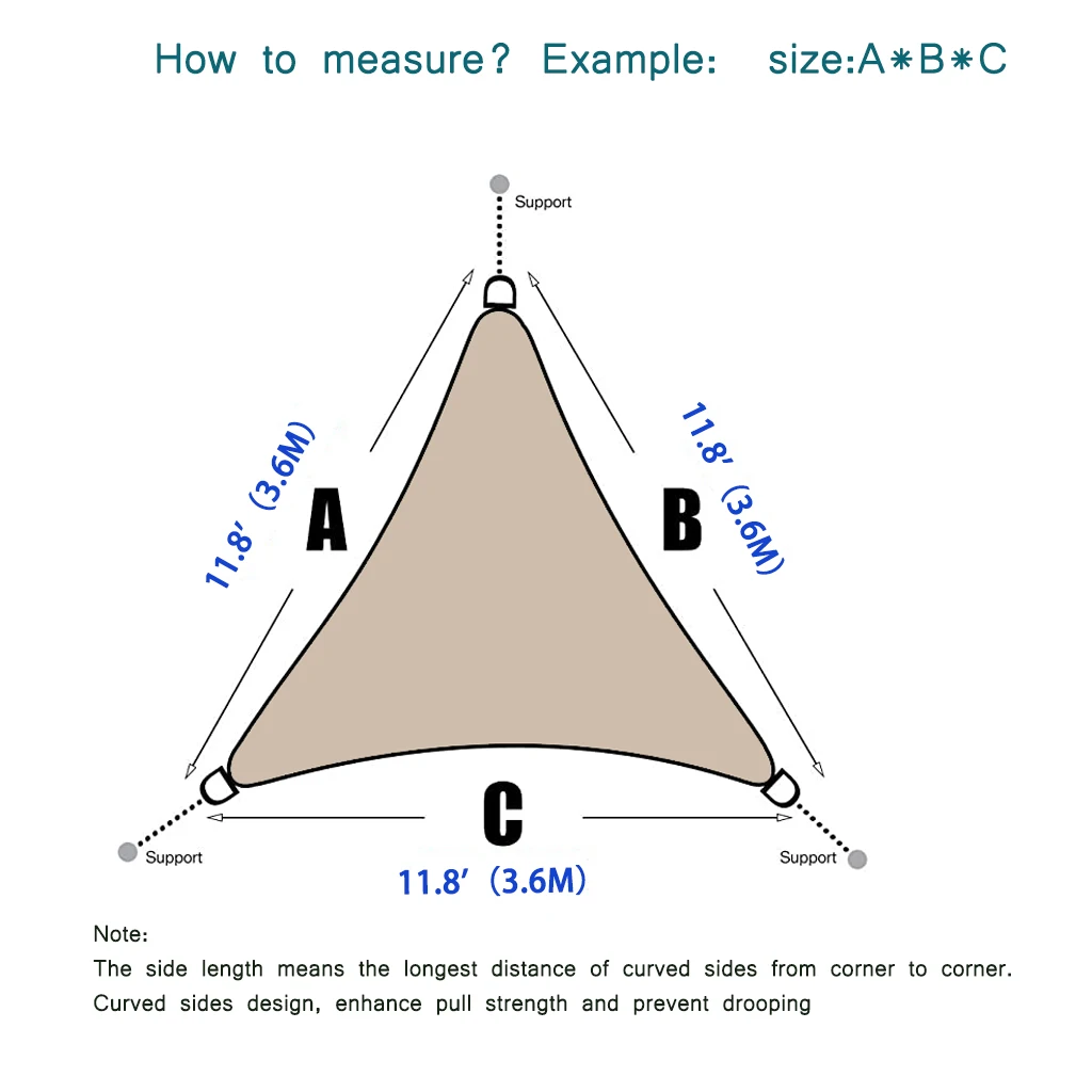 Description Picture 6 of item420D Shading Sail Triangle Tarp,Garden Shade Sail Awnings,Outdoor Waterproof Sunshade for Balcony Patio Pool Camping