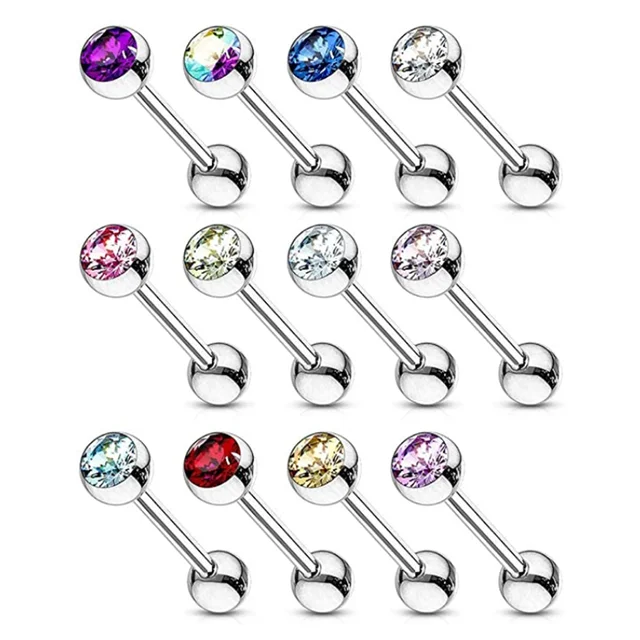 6PCS Shimmering Acrylic Tongue and Nipple Barbell Set