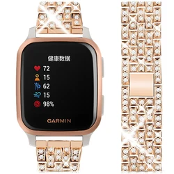 Elegant Diamond Metal Watch Band Bracelet - Universal Fit - 20mm (Rose gold)