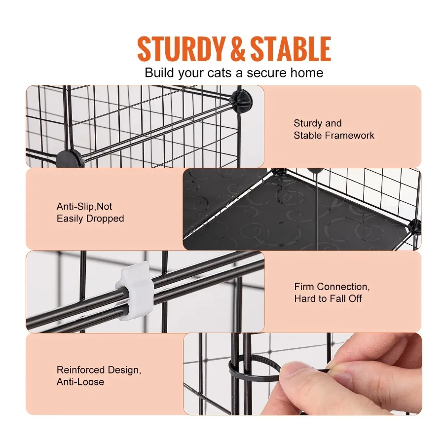 Large 4 Tier Metal Wire Cat Cage 41x14x55 Inch with Hammock Pet Enclosure