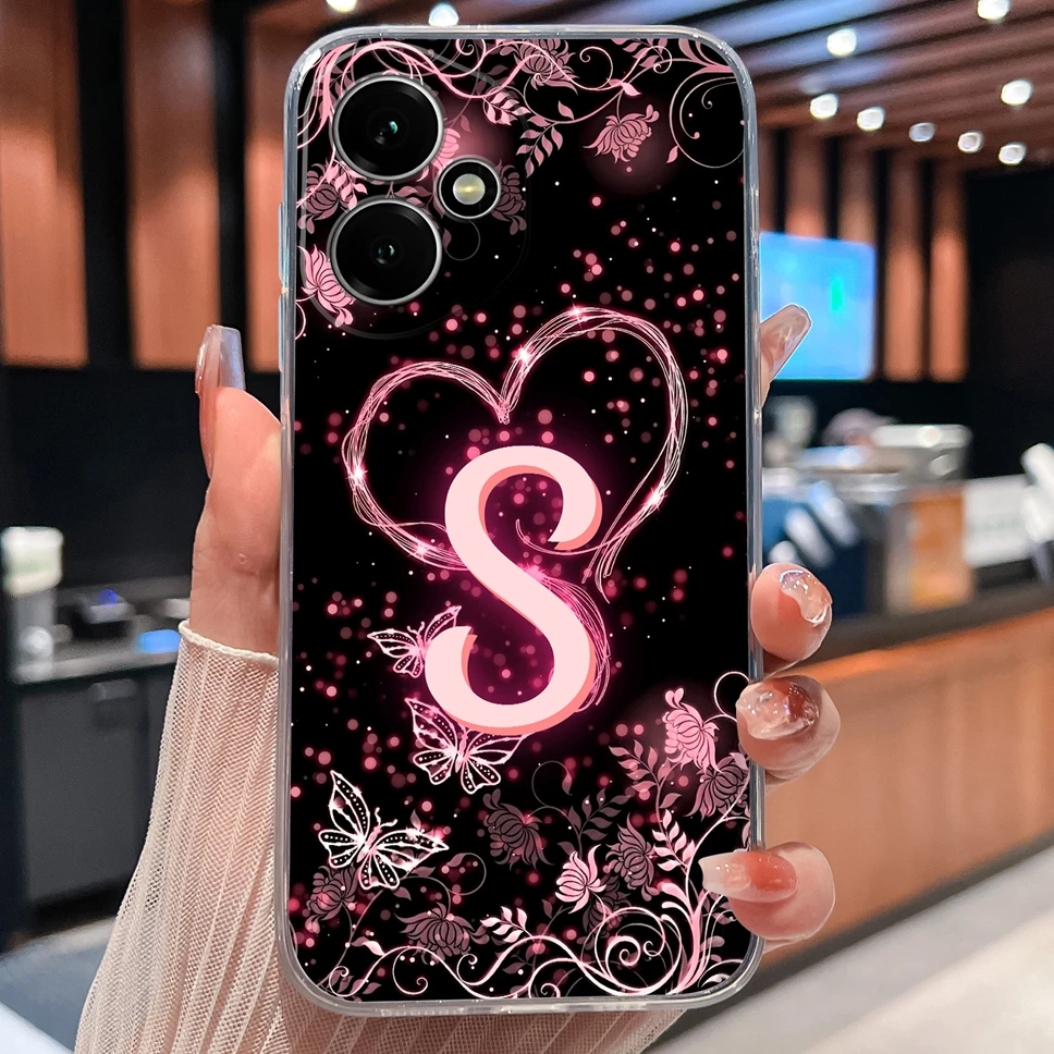 Luxury Letters Pattern Soft TPU Clear Silicone Anti-Drop Phone Case