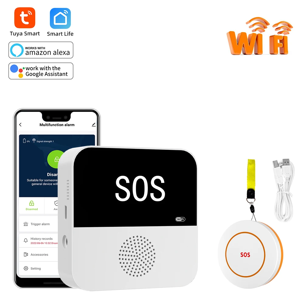 TUYA wi-fi wireless smart keyboard SOS call emergency call button medical alarm system for the elderly patients with alarm