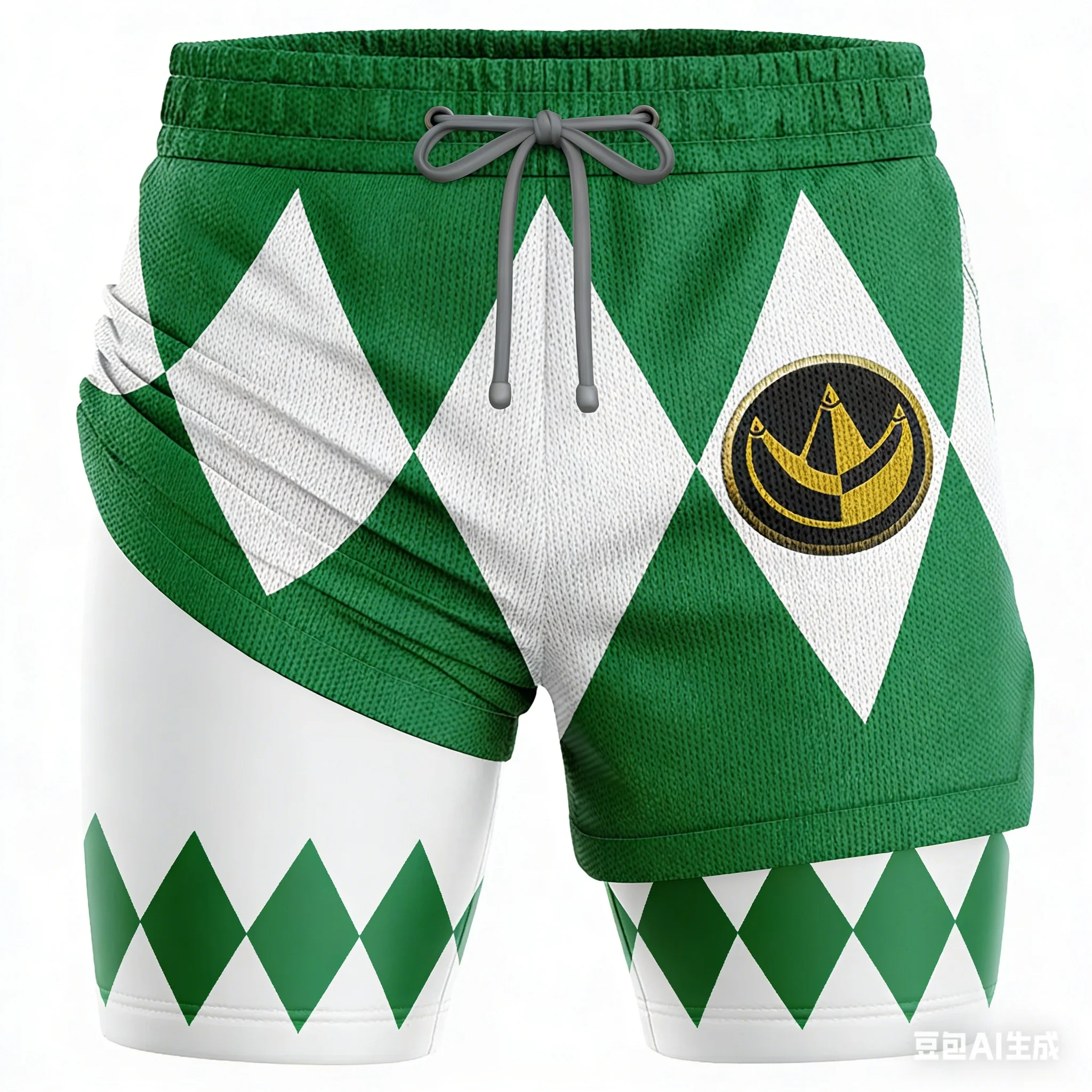Bandai Periphery Power Rangers Men's Double Layer 2-In-1 Performance Gym Shorts Summer Quick-Dry Comfy Lightweight Beach Shorts