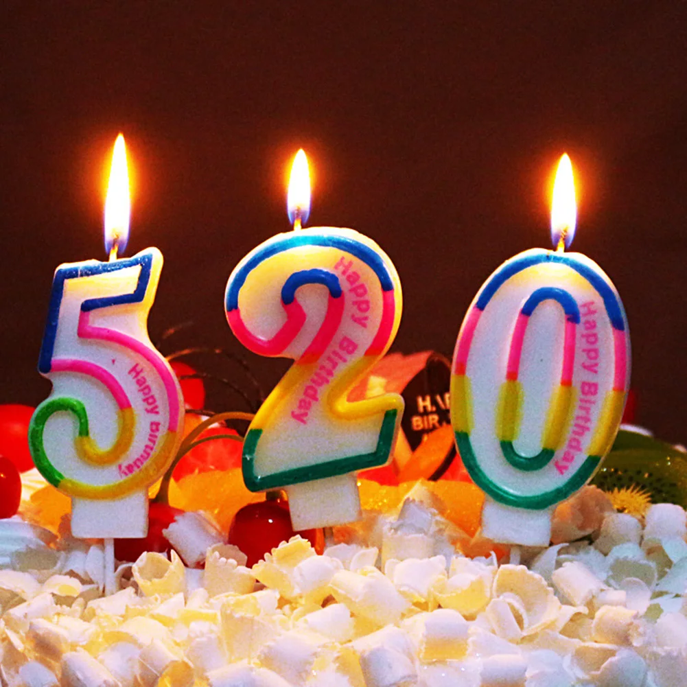 New Color Digital Candle Birthday Number Cake Candle 0 1 2 3 4 5 6 7 8 9 Cake Topper Girls Boys Baby Party Supplies Decoration