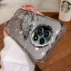 Butterfly Glitter Stand Phone Case for Realme 14 (Silver)