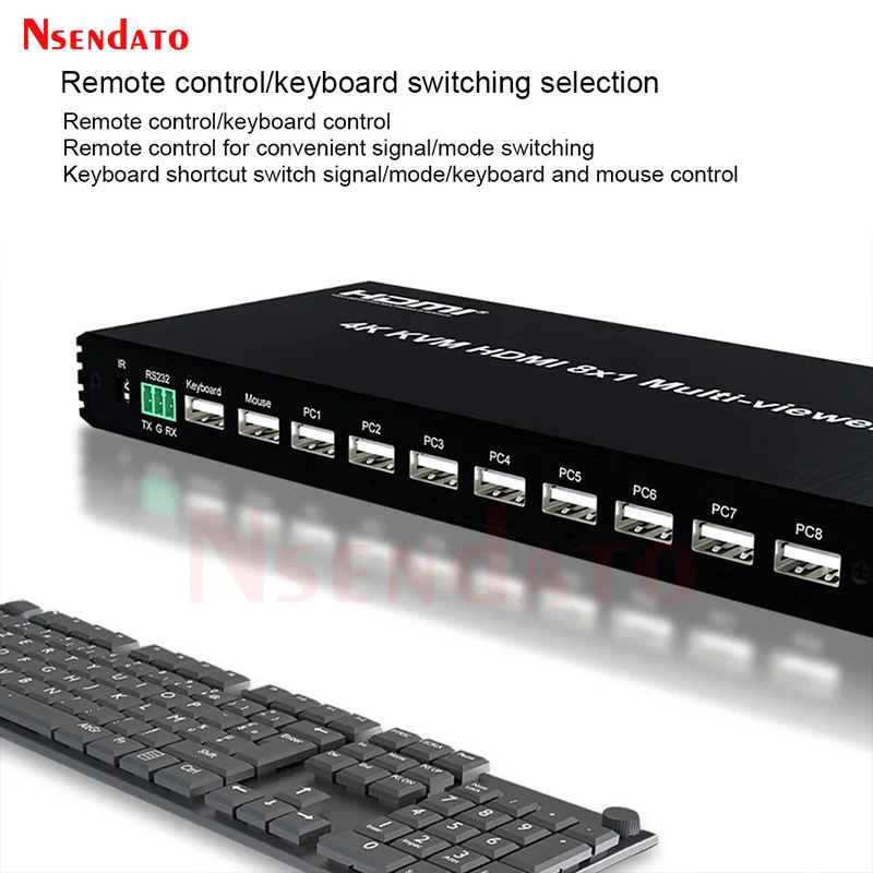 4K KVM HDMI 멀티뷰어 8x1 멀티 채널 HDMI 비디오 심리스 멀티플렉서 스위치 8입력 1출력 USB HDMI 스크린 멀티뷰어 (PC용)