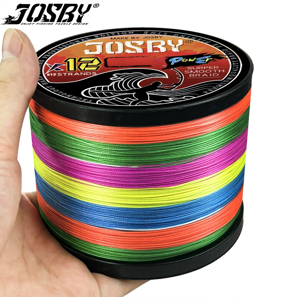 

JOSBY 12 Strands Fishing Line 300M 100M 500M 1000M Braided PE Lure Fly Carp Strong Multifilament Durable Sea Saltwater Tackle