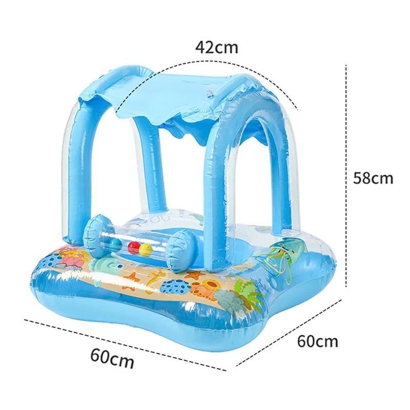 Swimming Pool Float Baby with Sun Canopy Toddler Inflatable Ring Pool Toys for 0-5Y Float Seat Kids Outdoor Water Fun