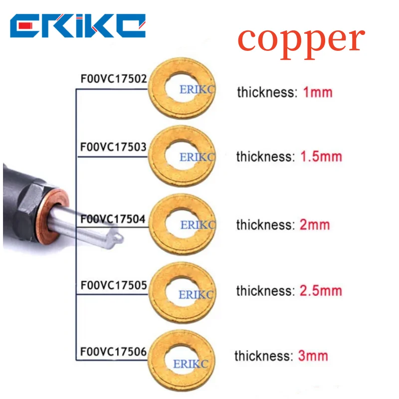 

5 шт./партия, медные форсунки дизельного инжектора F00VC17505 F00VC17504 F00VC17503, медные шайбы, прокладка распылителя 9001-850C F00VC17506