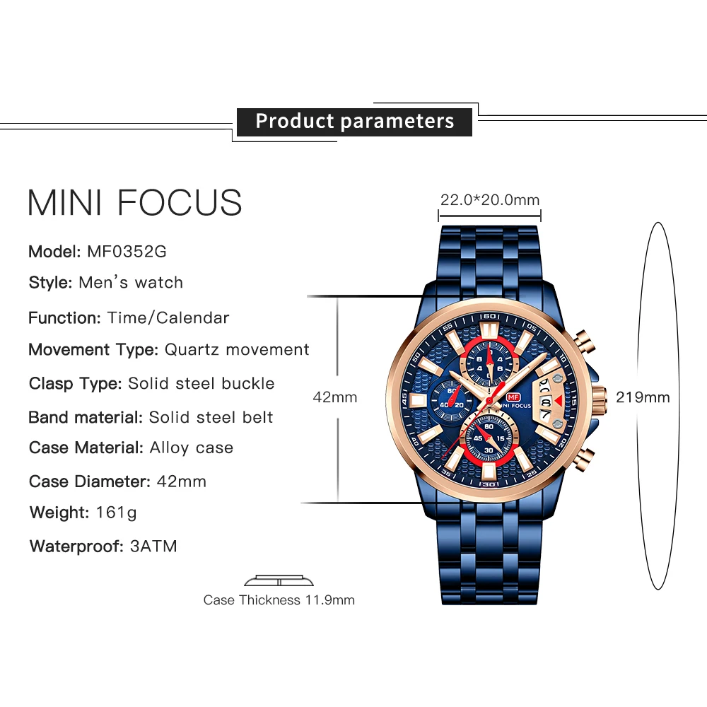 MINI FOCUS Quarzuhr für Herren, wasserdicht_voghion.com