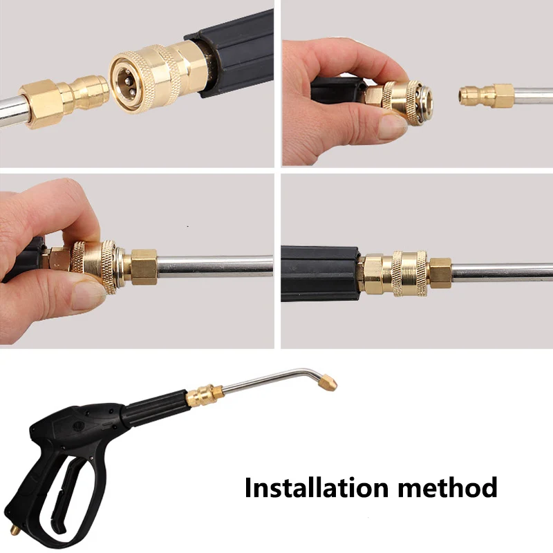 Pressure Washer Extension Wand Multi-Angled Water Gun Extension Stainless Steel Wand and Brass Nozzle With 1/4 Quick Connect 2