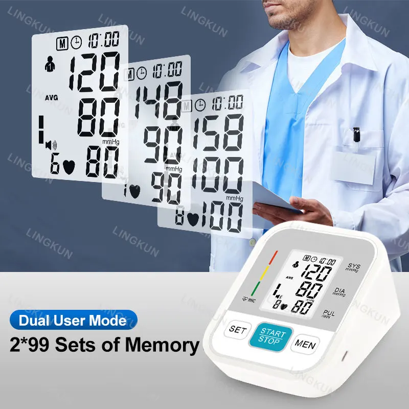Blood Pressure Monitor Medical Automatic Arm Blood Pressure Monitor Heart Beat Rate Pulse Meter Tonometer Sphygmomanometers digital tensiometers